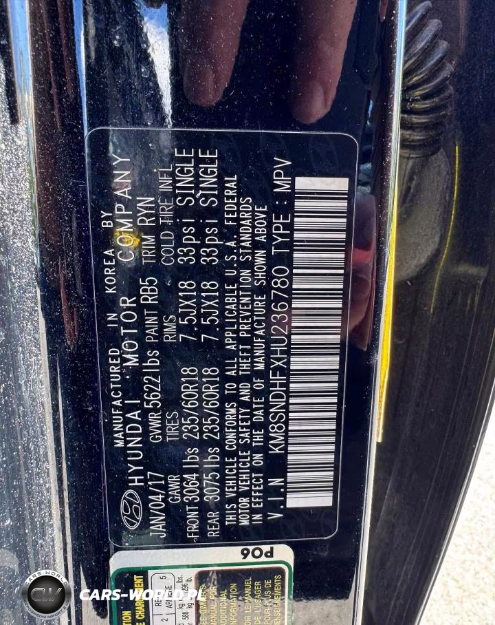 2017 Hyundai Santa Fe Se VIN:KM8SNDHFXHU236780 - 13