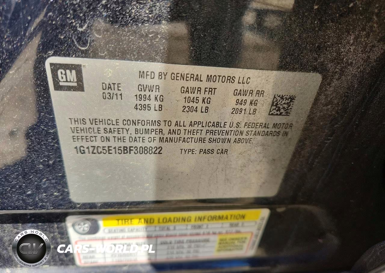 2011 Chevrolet Malibu 1Lt VIN:1G1ZC5E15BF308822 - 12