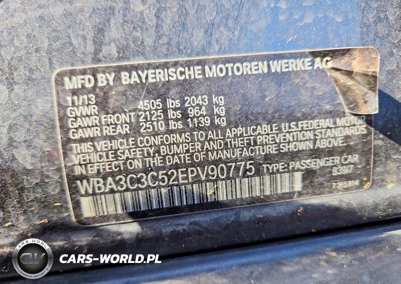 2014 BMW 320 I xDrive VIN:WBA3C3C52EPV90775 - 12
