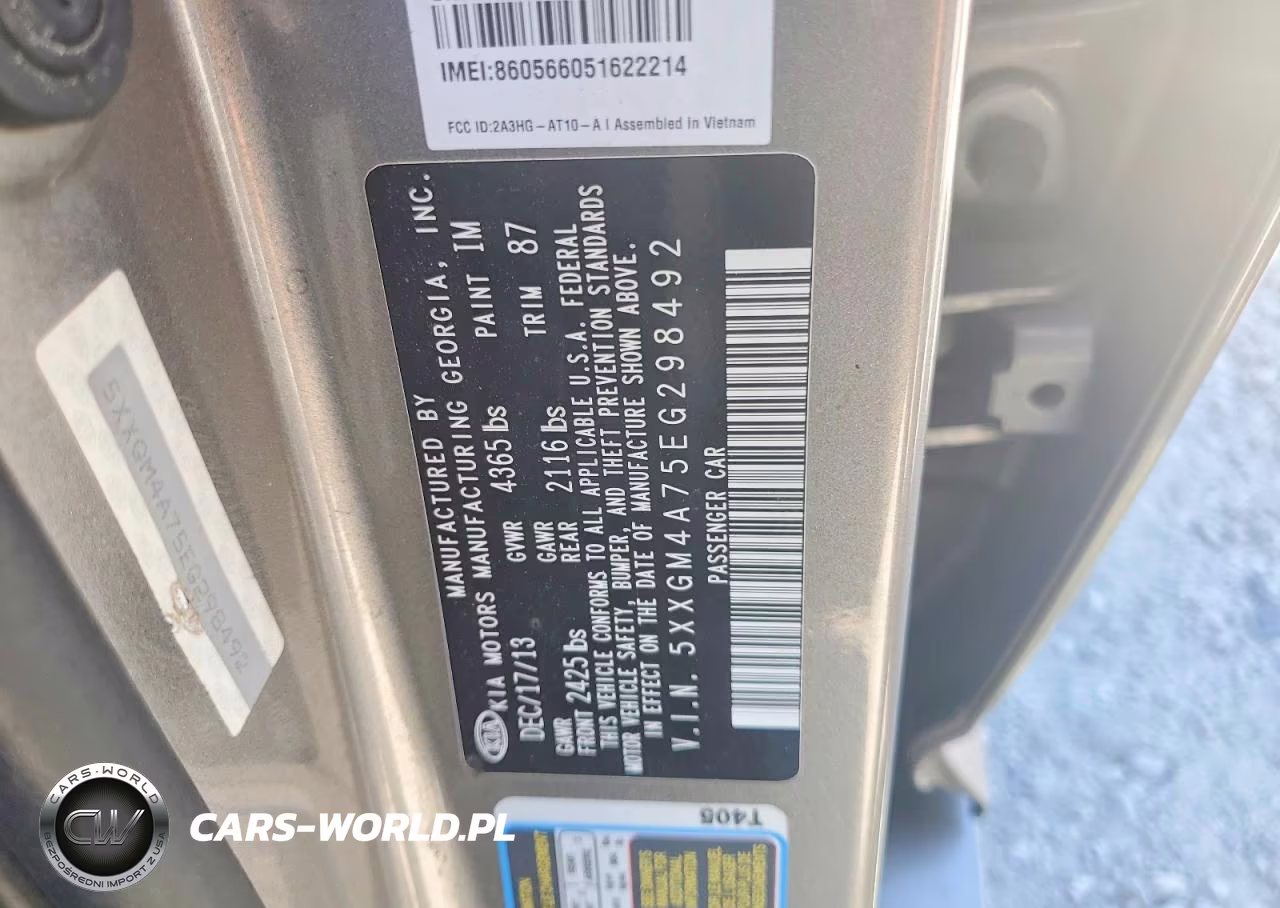 2014 Kia Optima Lx VIN:5XXGM4A75EG298492 - 12