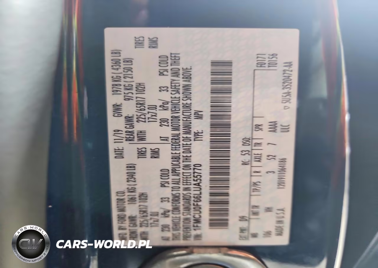 2020 Ford Escape S VIN:1FMCU0F66LUA55770 - 13