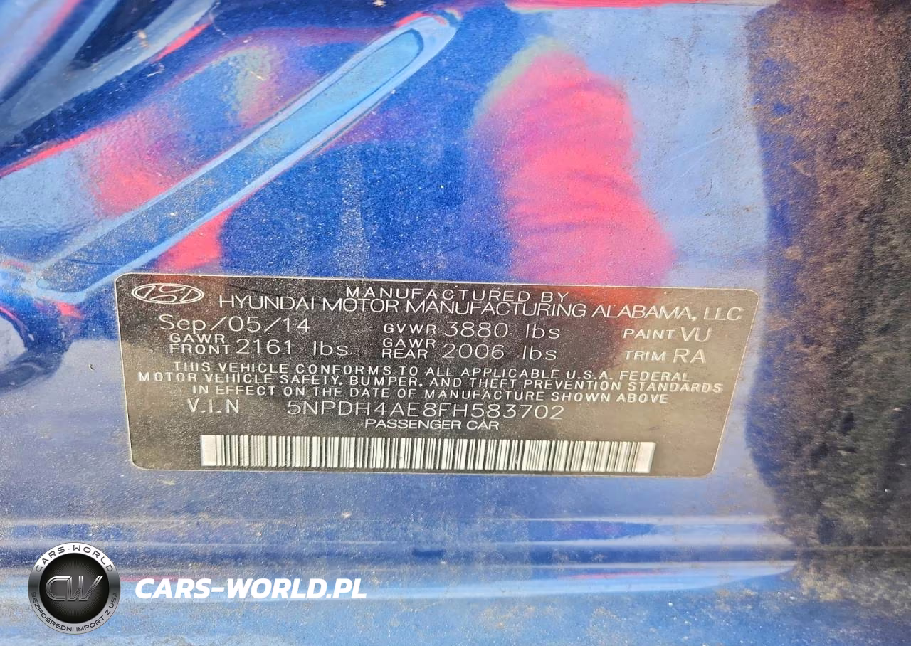 2015 Hyun Elantra VIN:5NPDH4AE8FH583702 - 12