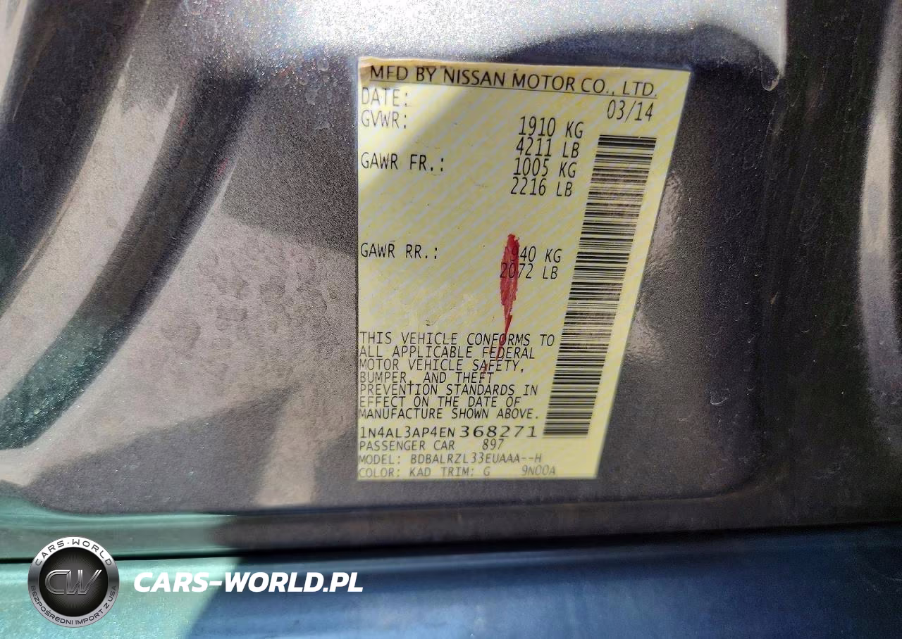 2014 Nissan Altima 2.5 S VIN:1N4AL3AP4EN368271 - 12