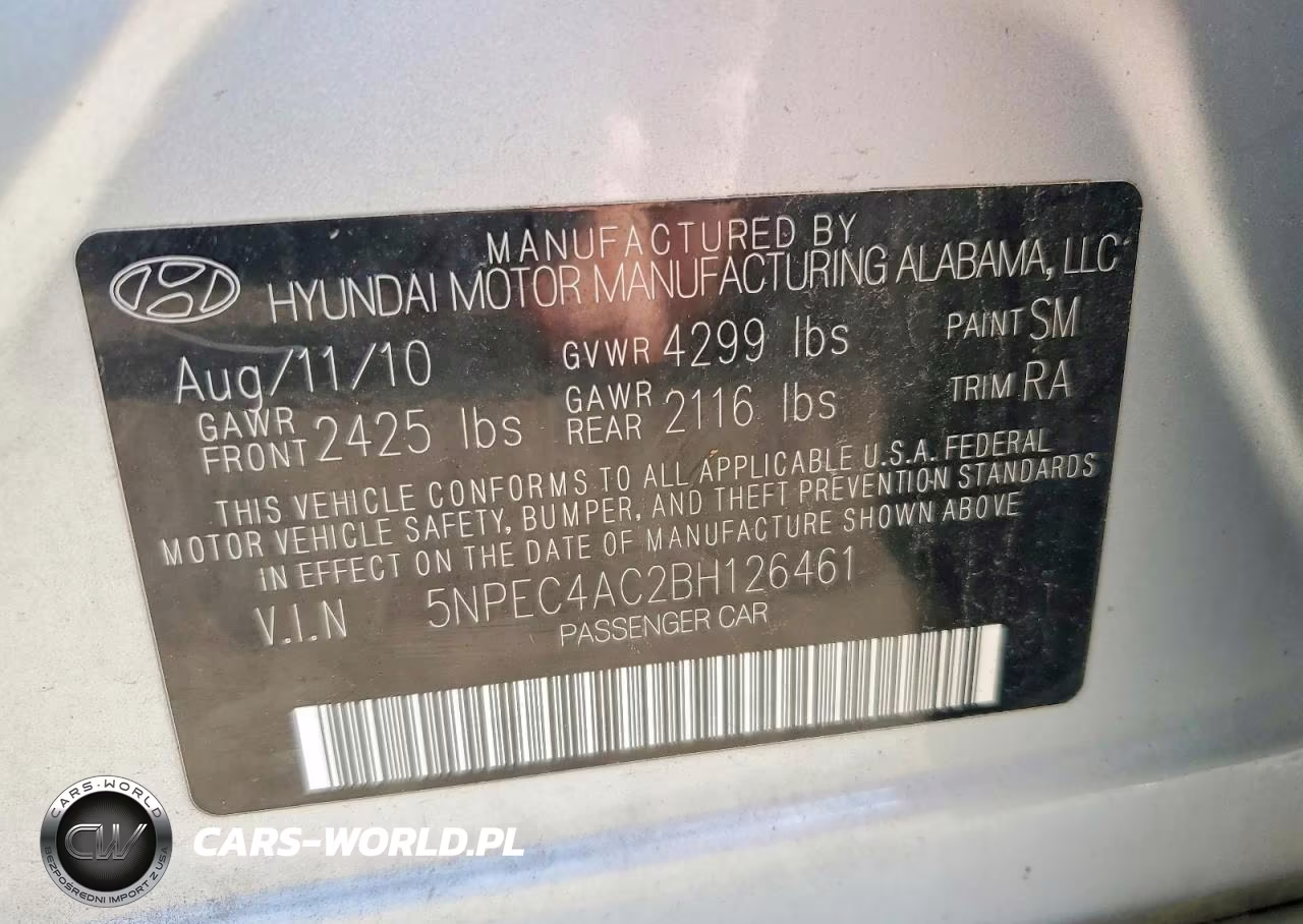2011 Hyundai Sonata Se VIN:5NPEC4AC2BH126461 - 12
