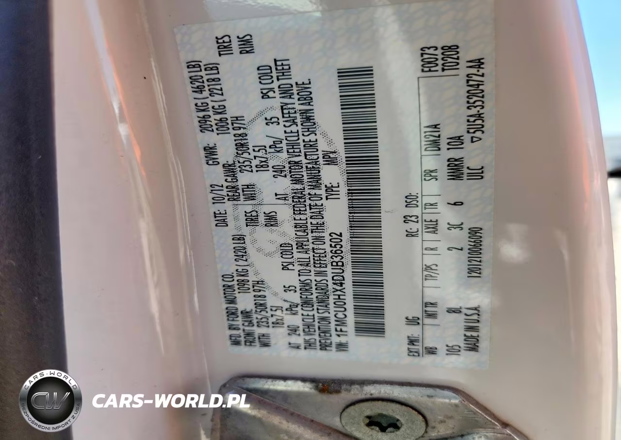 2013 Ford Escape Sel VIN:1FMCU0HX4DUB36502 - 12