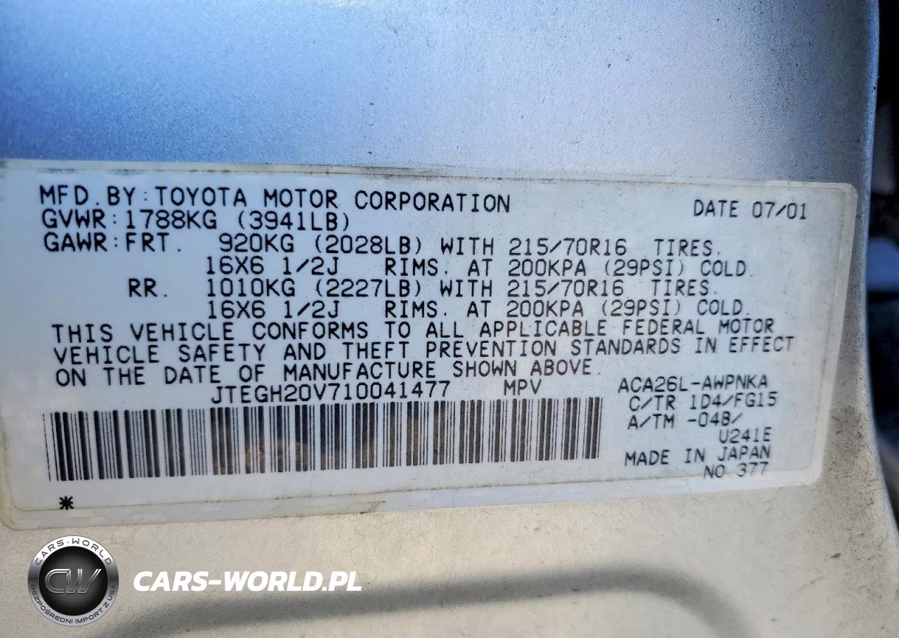2001 Toyota Rav4 Base VIN:JTEGH20V710041477 - 14