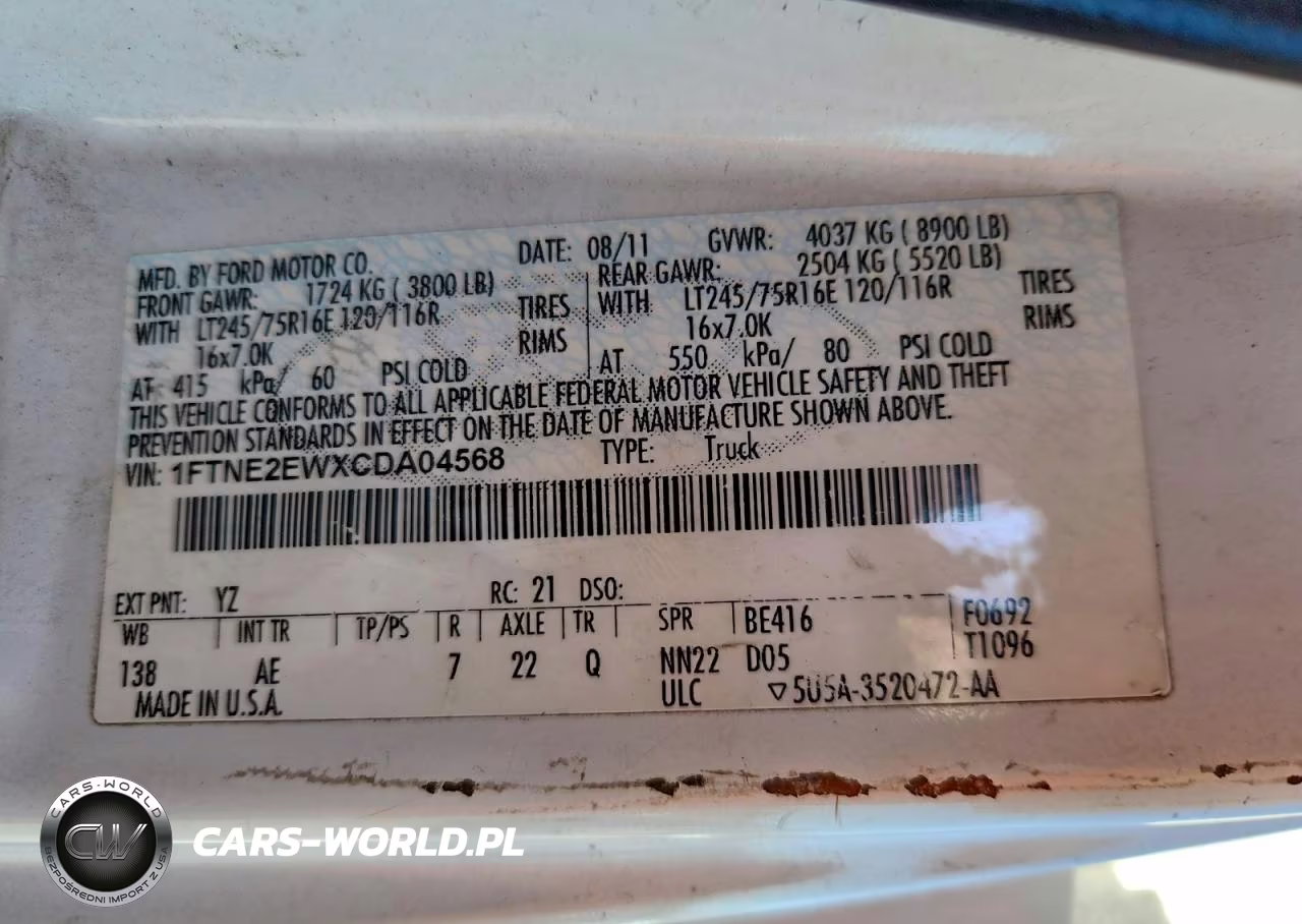 2012 Ford E250 Delivery Van VIN:1FTNE2EWXCDA04568 - 13