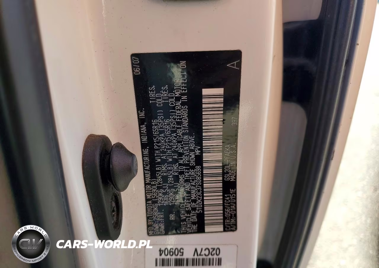2007 Toyota Sienna Le 7-Passenger VIN:5TDZK23C37S085698 - 13