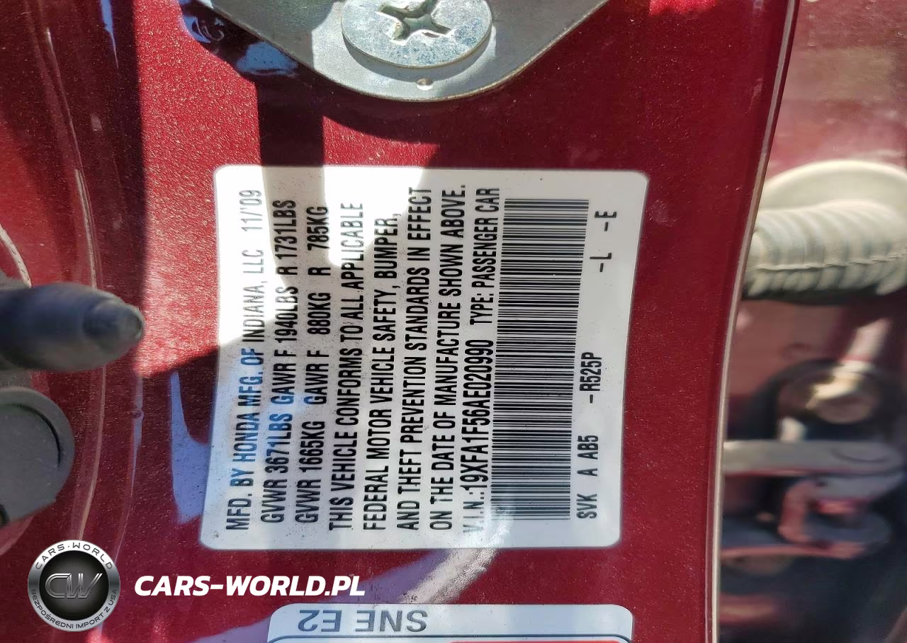 2010 Honda Civic Lx VIN:19XFA1F56AE020990 - 12