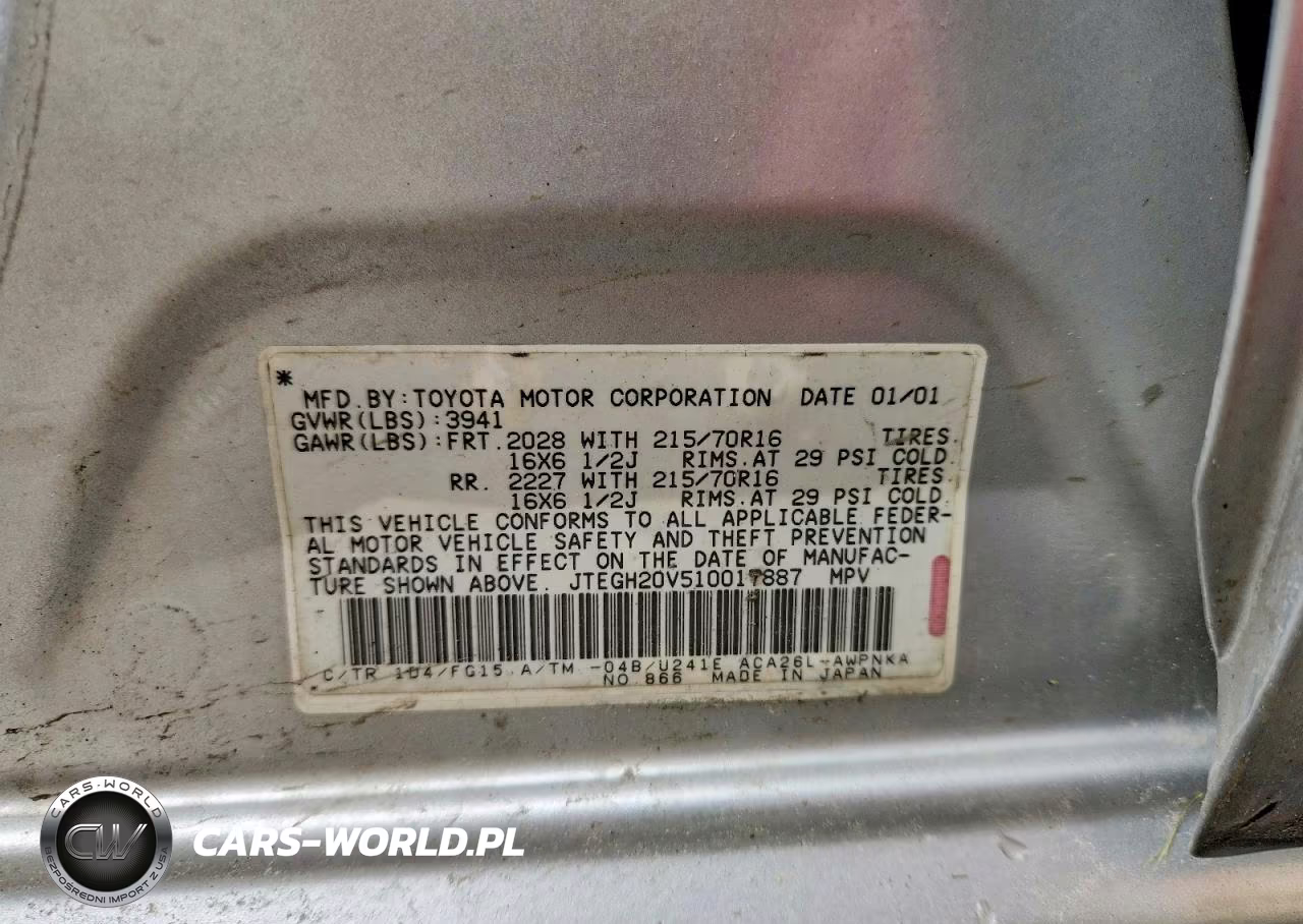 2001 Toyota Rav4 Base VIN:JTEGH20V510017887 - 13