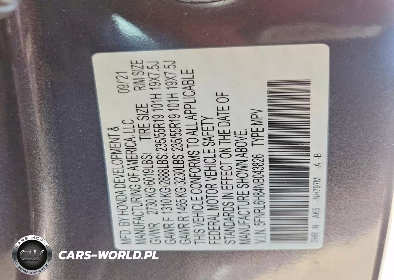 2022 Honda Odyssey Touring VIN:5FNRL6H84NB043826 - 13