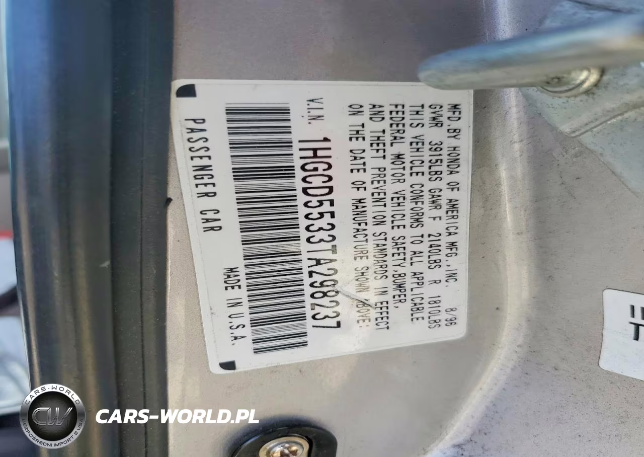 1996 Honda Accord Lx VIN:1HGCD5533TA298237 - 12