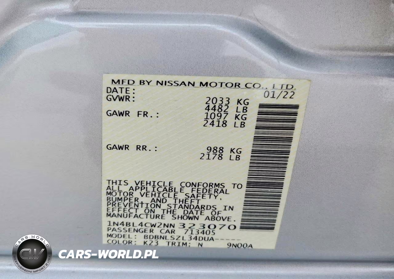2022 Nissan Altima Sr VIN:1N4BL4CW2NN323070 - 13