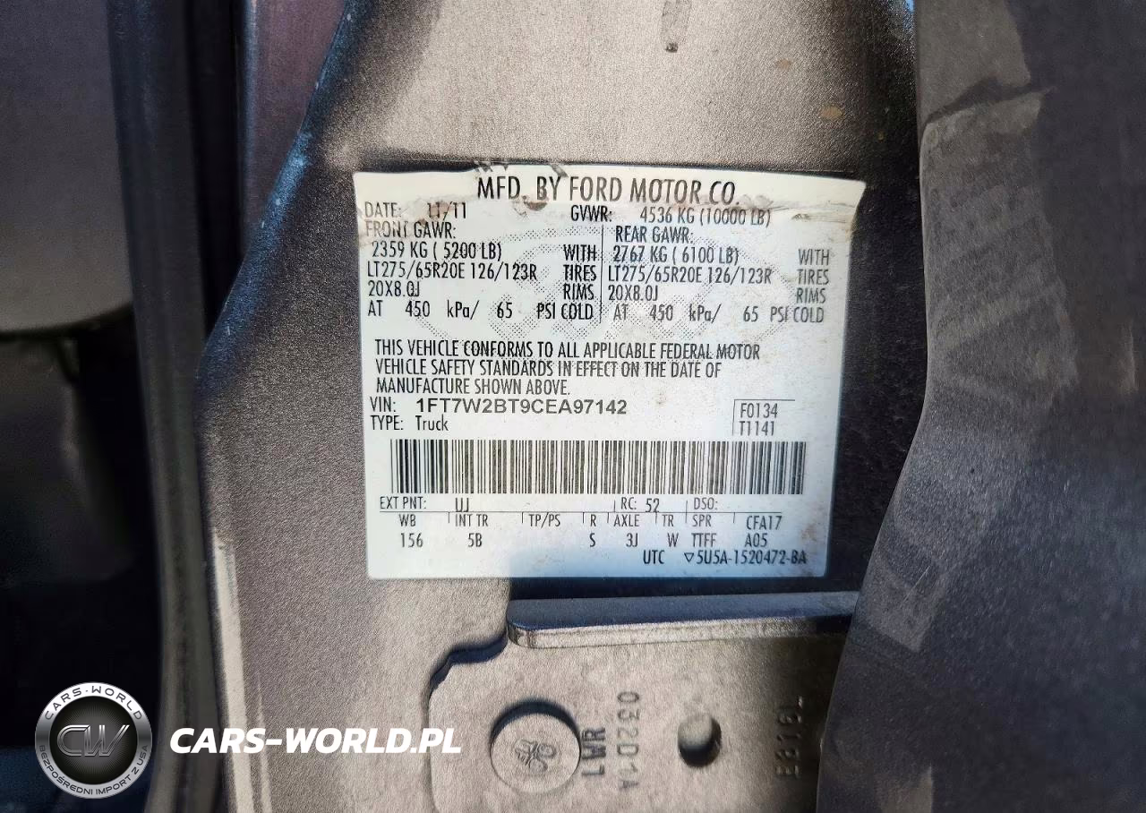 2012 Ford F250 Super Duty VIN:1FT7W2BT9CEA97142 - 12