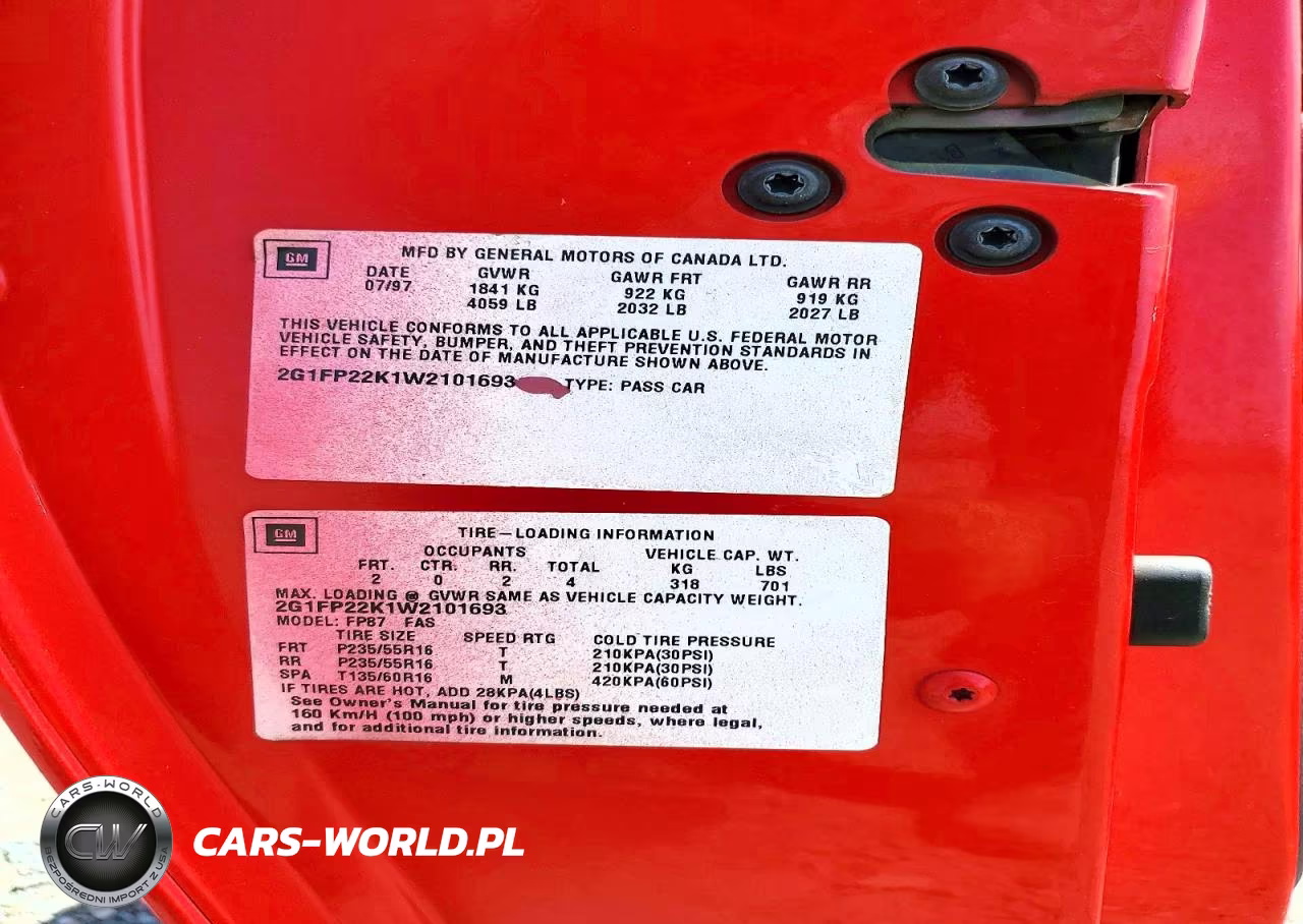 1998 Chev Camaro VIN:2G1FP22K1W2101693 - 12