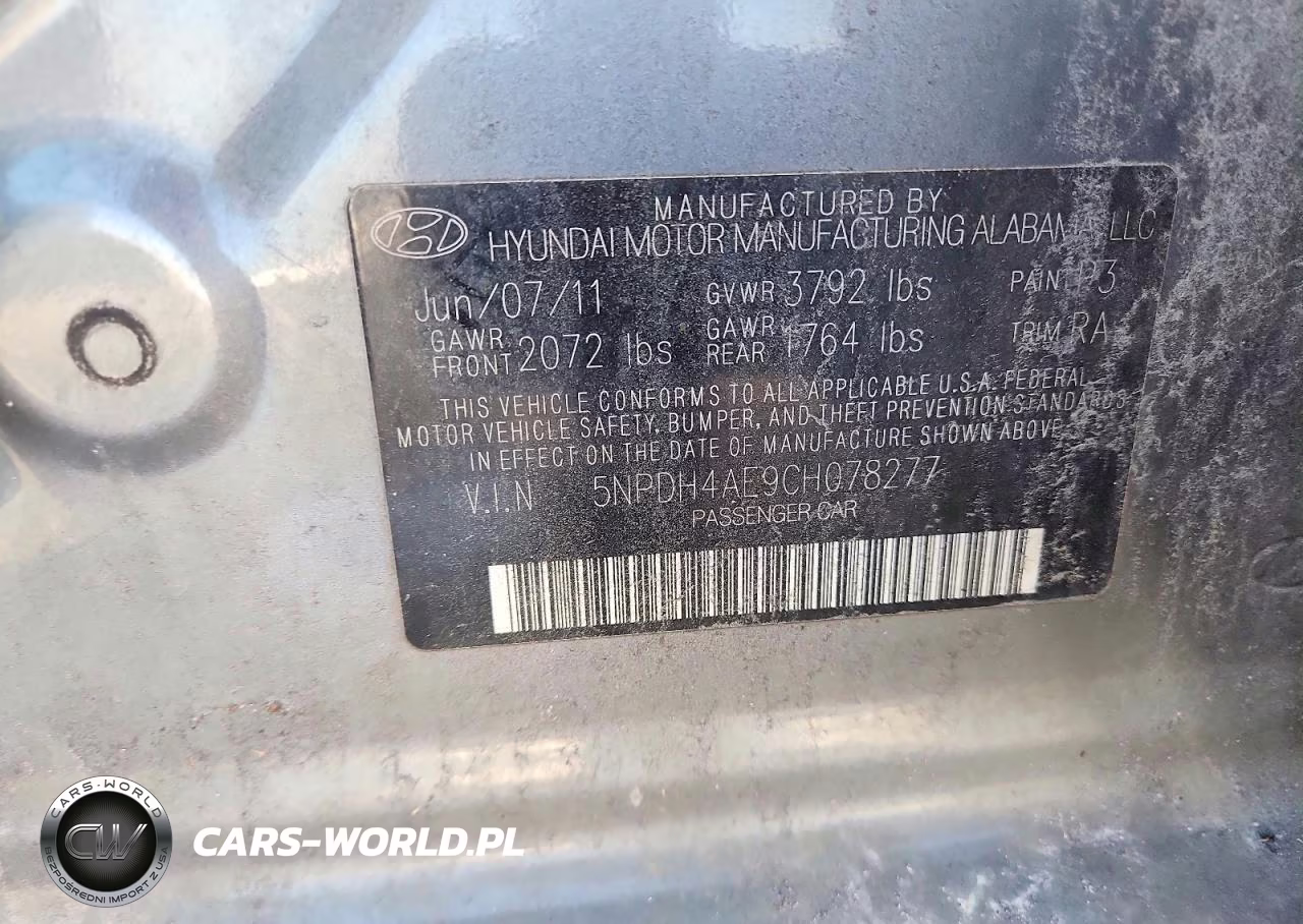 2012 Hyundai Elantra Gls VIN:5NPDH4AE9CH078277 - 12