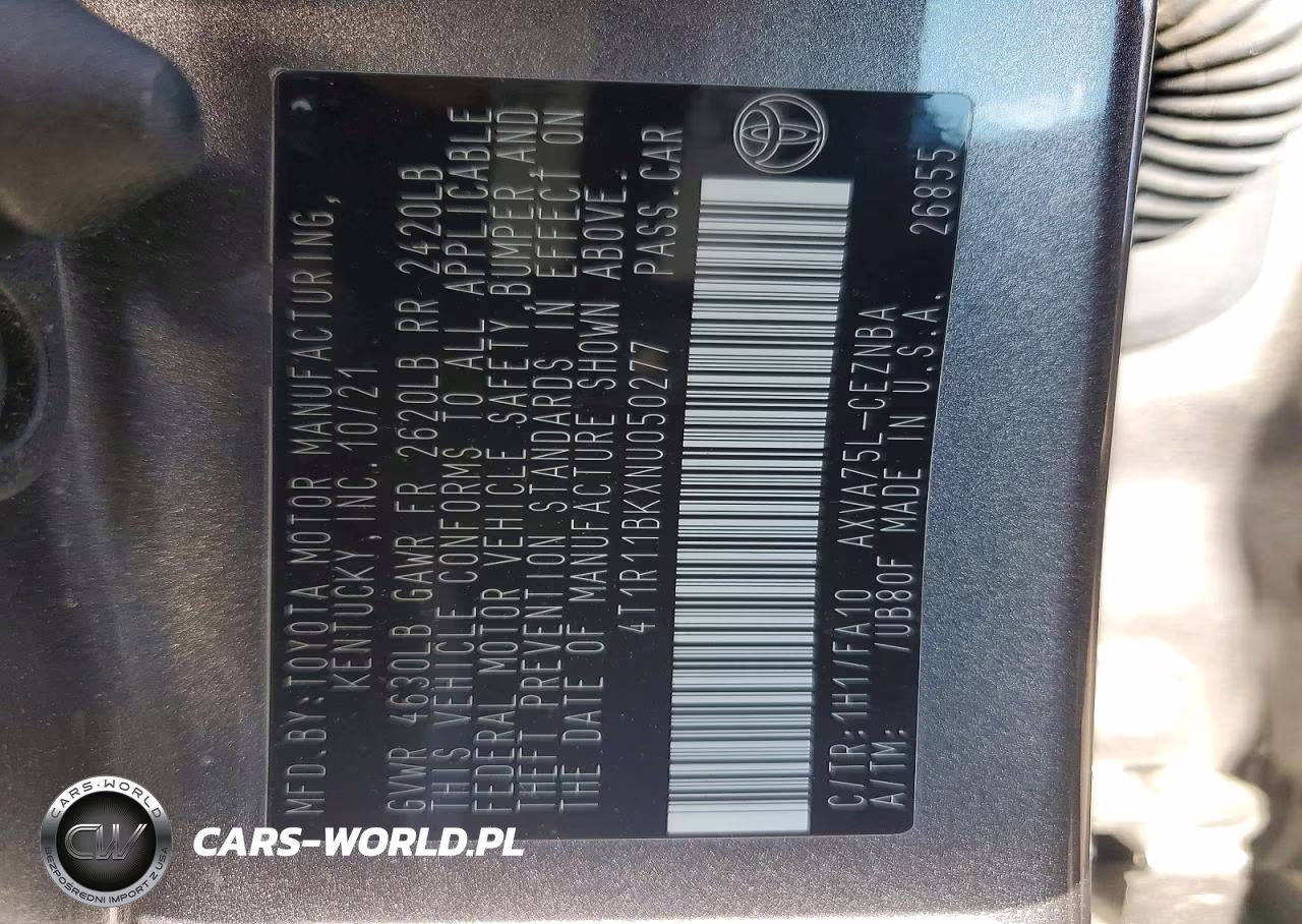 2022 Toyota Camry Le VIN:4T1R11BKXNU050277 - 12