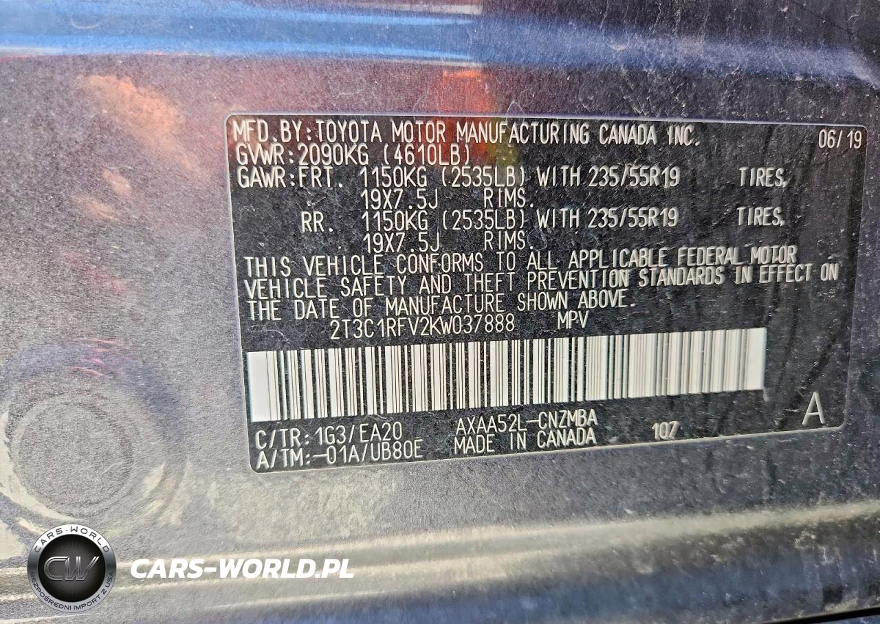 2019 Toyota Rav4 Xle Premium VIN:2T3C1RFV2KW037888 - 13