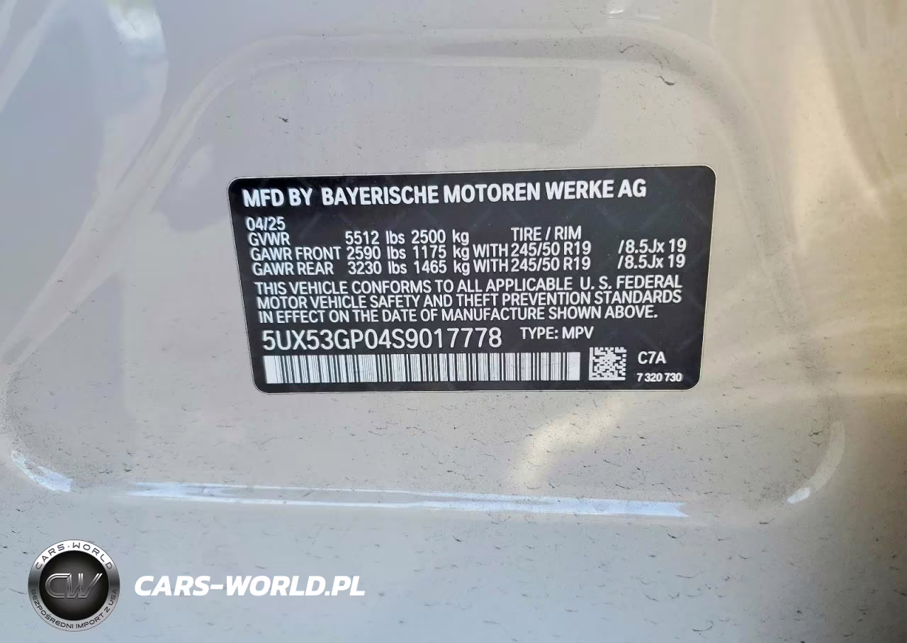 2025 BMW X3 30 xDrive VIN:5UX53GP04S9017778 - 12
