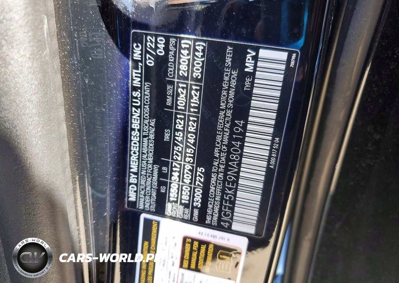 2022 Mercedes-Benz Gls 450 4Matic VIN:4JGFF5KE9NA804194 - 13