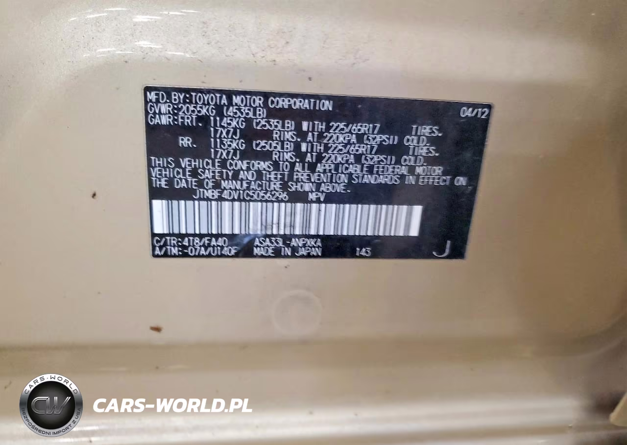 2012 Toyota Rav4 Base VIN:JTMBF4DV1C5056296 - 13