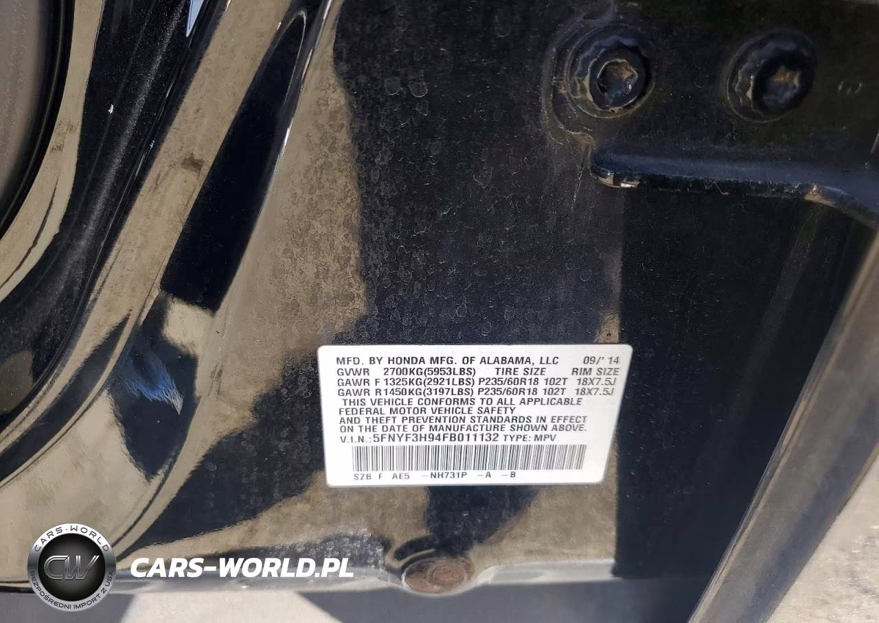 2015 Honda Pilot Touring VIN:5FNYF3H94FB011132 - 12