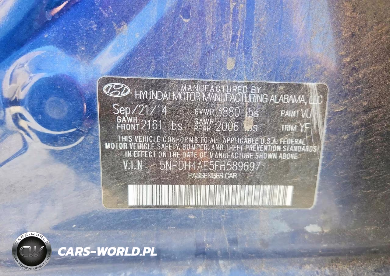 2015 Hyundai Elantra Se VIN:5NPDH4AE5FH589697 - 12