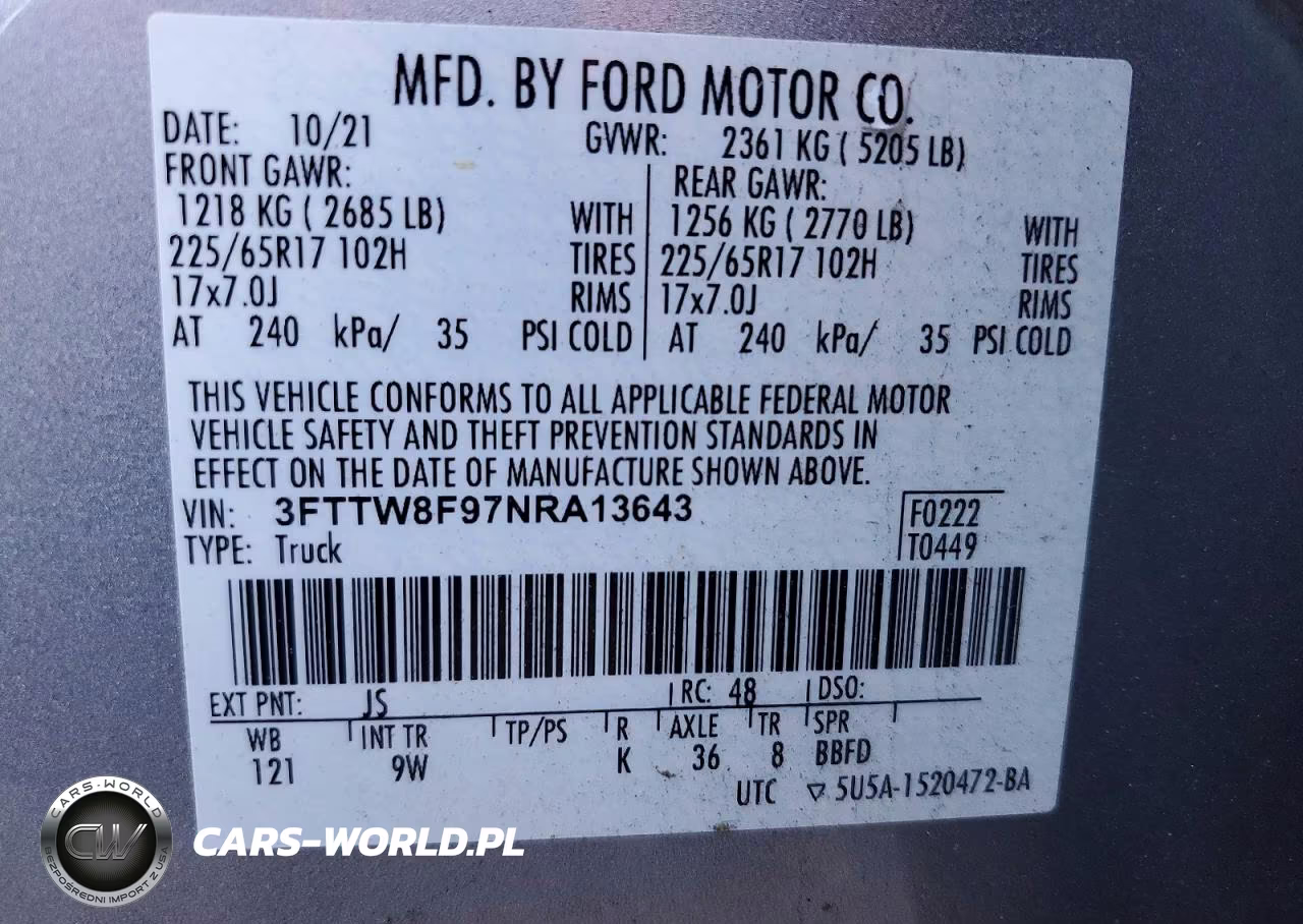 2022 Ford Maverick Xl VIN:3FTTW8F97NRA13643 - 13
