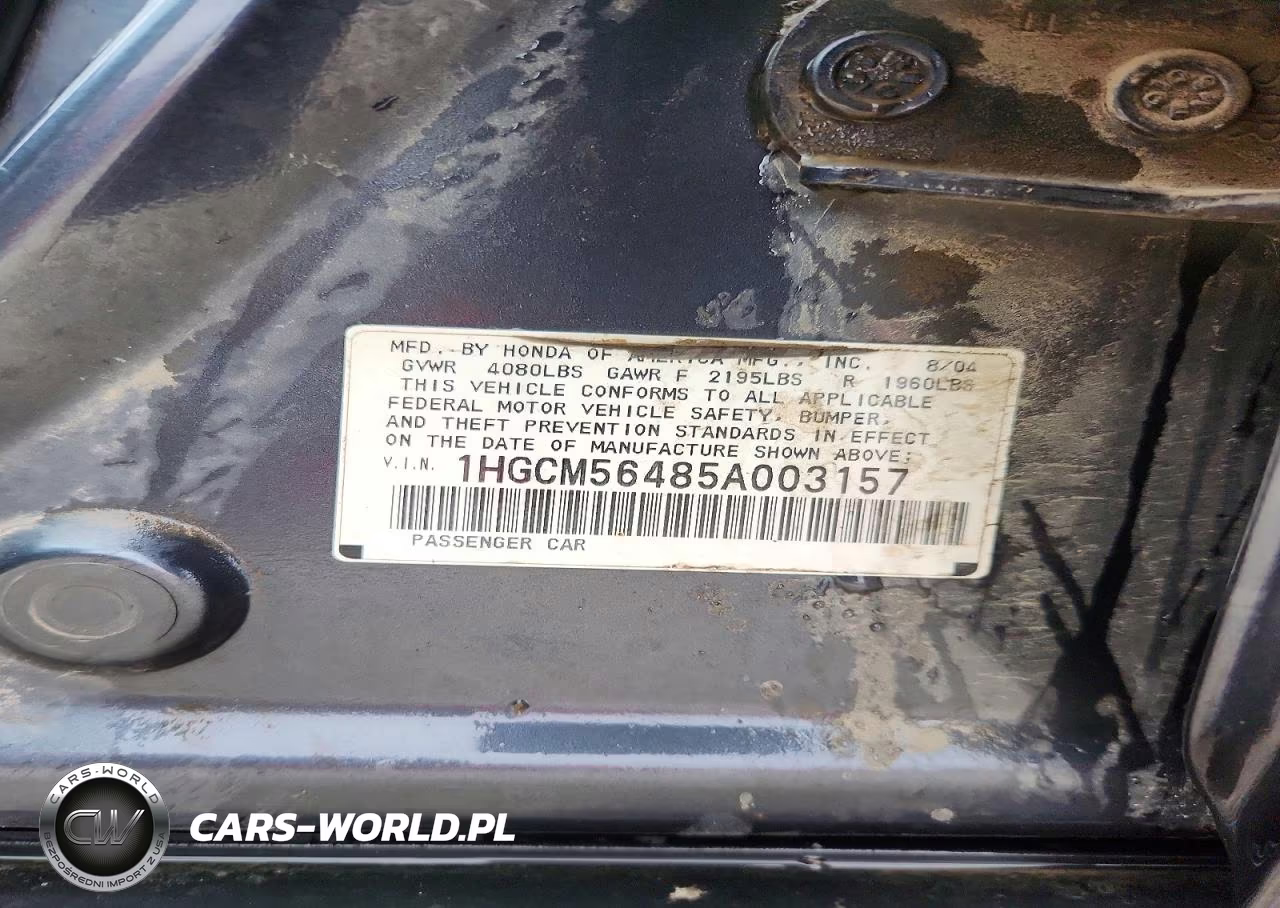 2005 Honda Accord Lx VIN:1HGCM56485A003157 - 12