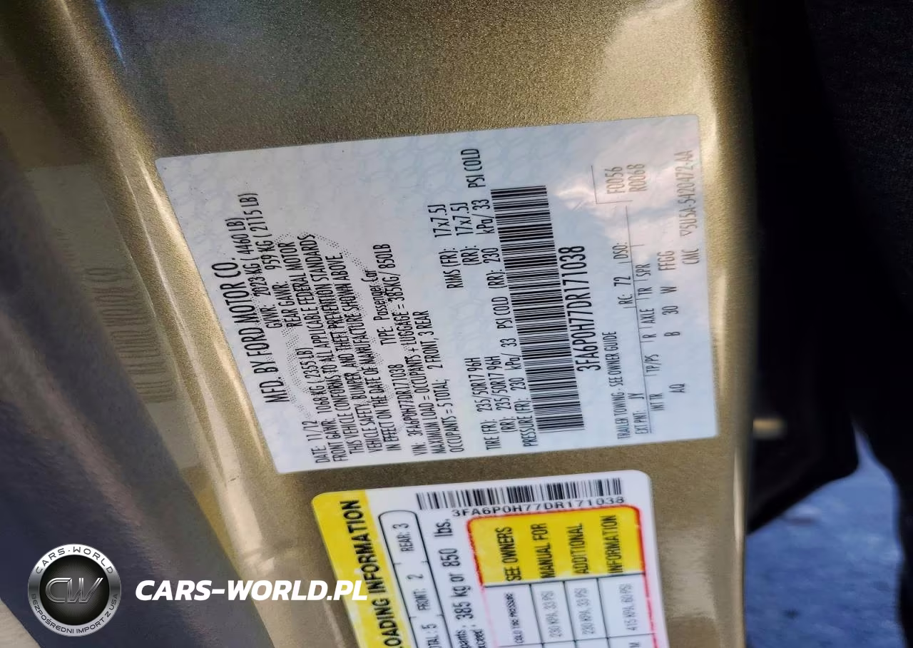 2013 Ford Fusion Se VIN:3FA6P0H77DR171038 - 12