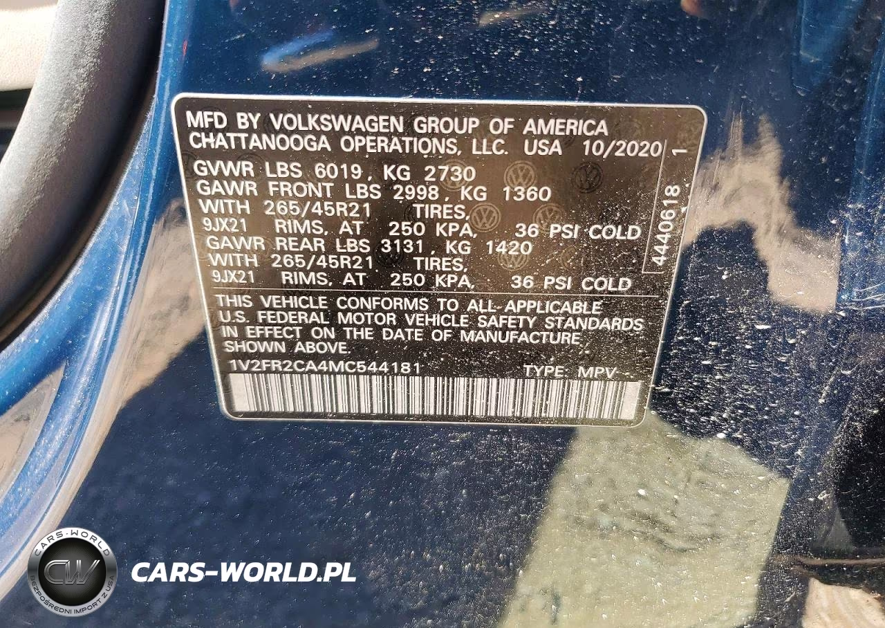 2021 Volkswagen Atlas Sel Premium R-Line VIN:1V2FR2CA4MC544181 - 12