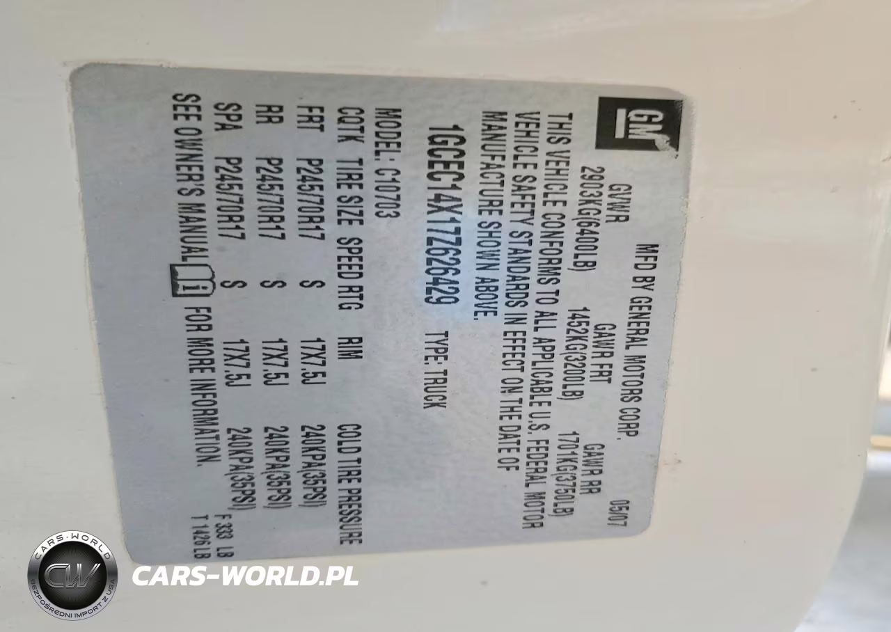 2007 Chev Silverado C1500 Classic VIN:1GCEC14X17Z626429 - 12