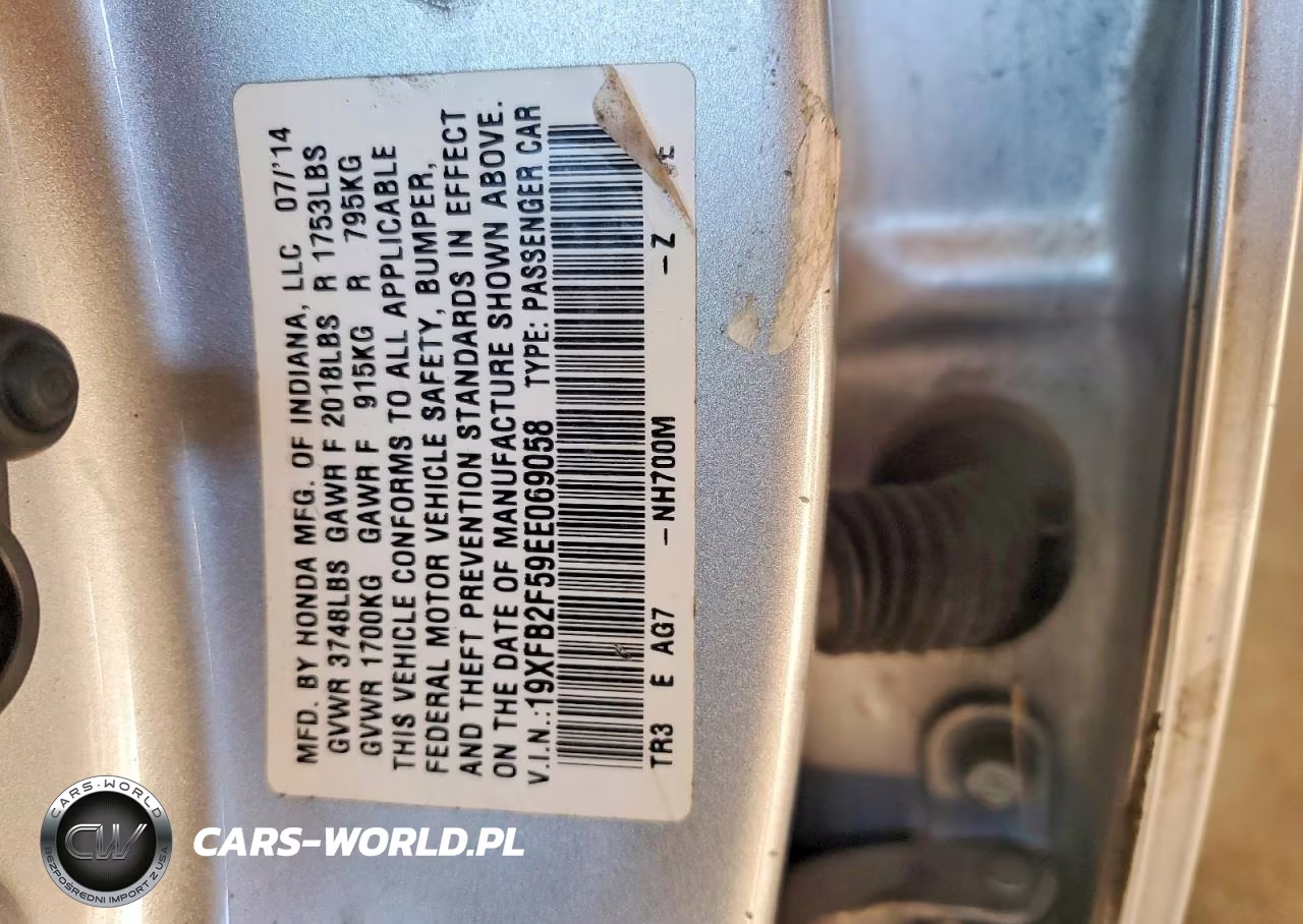 2014 Honda Civic Lx VIN:19XFB2F59EE069058 - 12