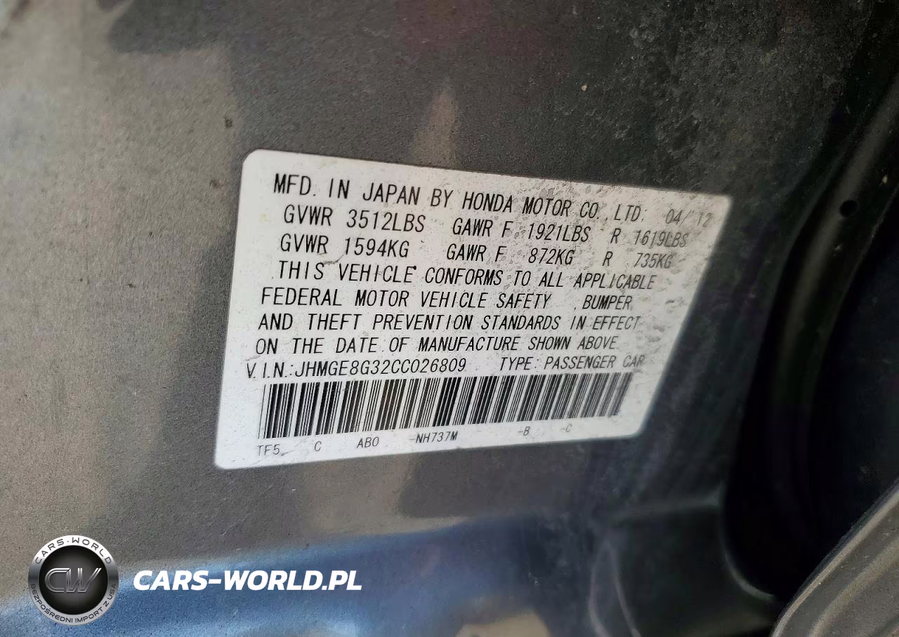 2012 Honda Fit VIN:JHMGE8G32CC026809 - 12