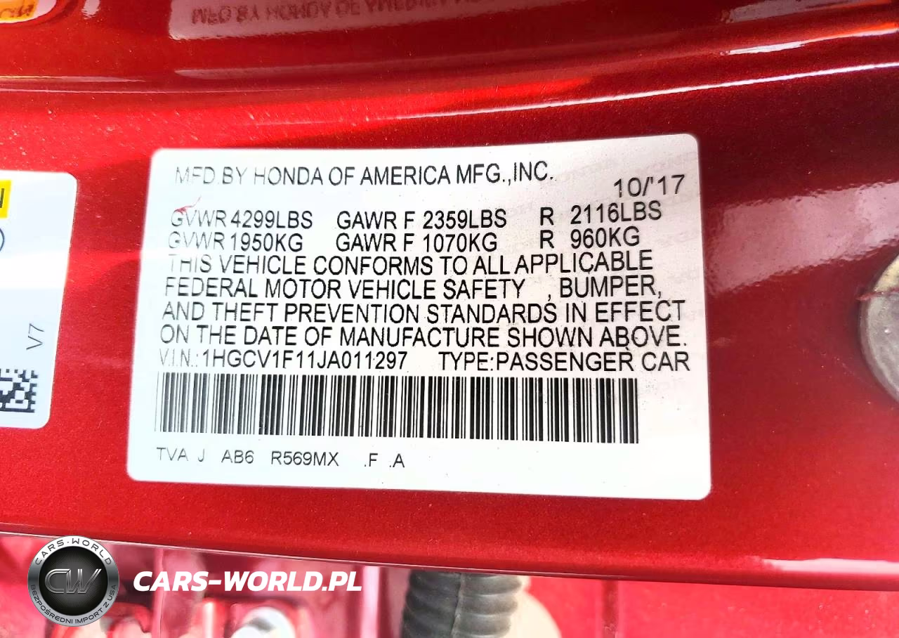 2018 Honda Accord Lx VIN:1HGCV1F11JA011297 - 12