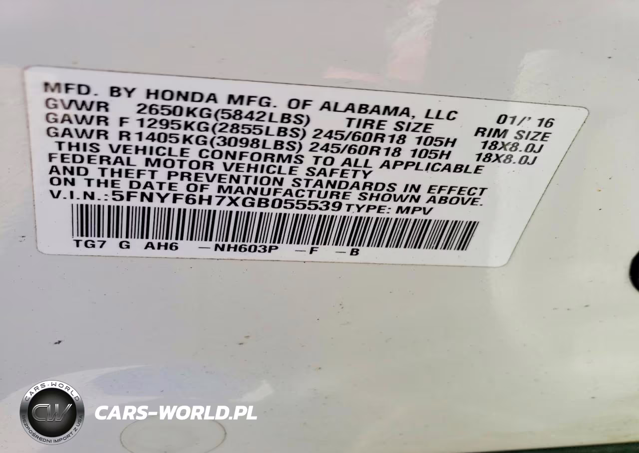 2016 Honda Pilot Exln VIN:5FNYF6H7XGB055539 - 13
