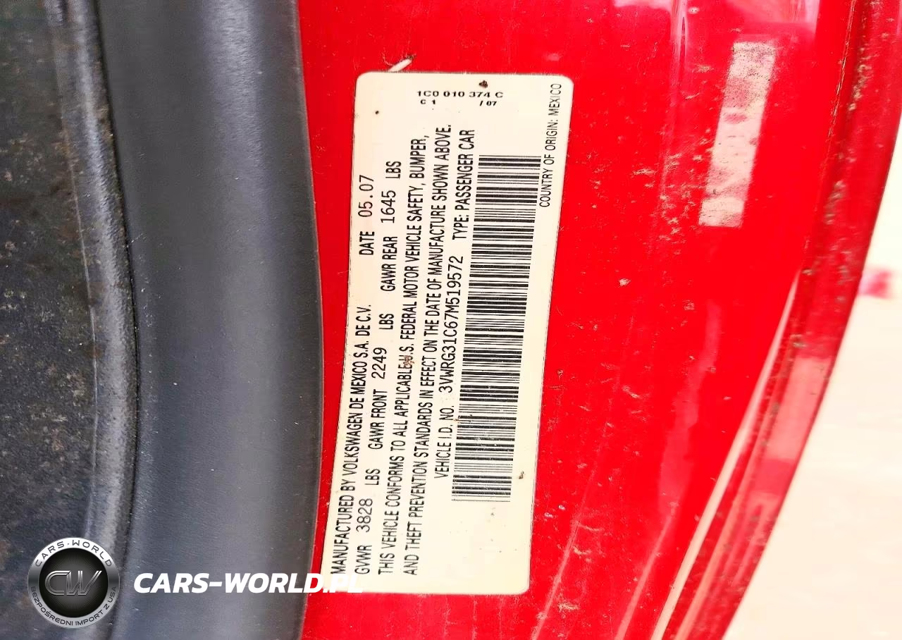2007 Volkswagen New Beetle 2.5L Option Package 1 VIN:3VWRG31C67M519572 - 12