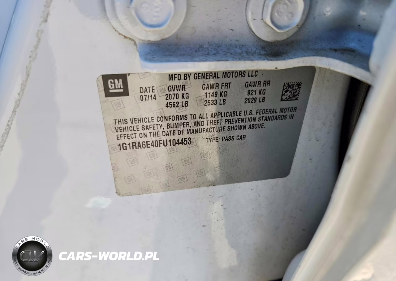 2015 Chevrolet Volt VIN:1G1RA6E40FU104453 - 12