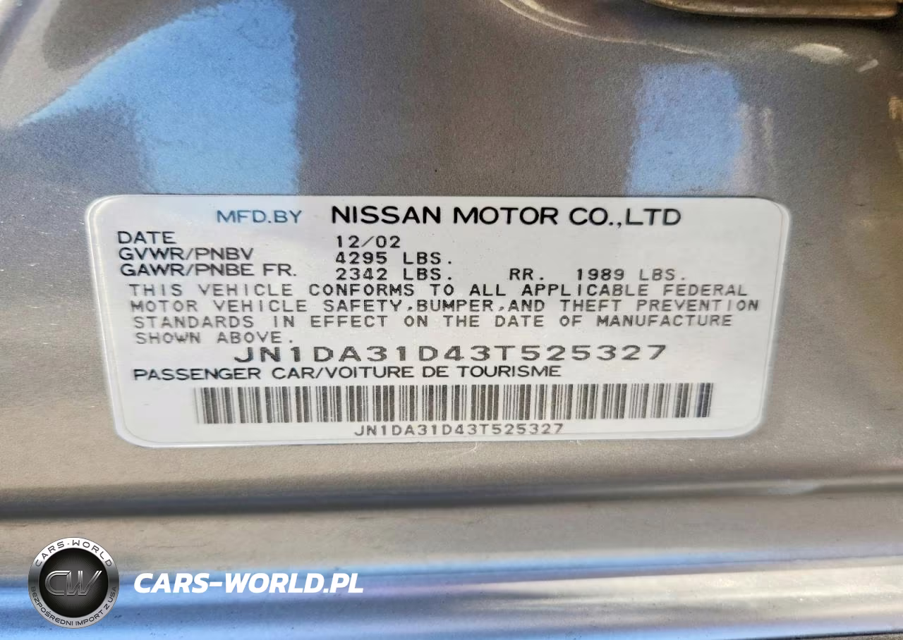 2003 Nissan Maxima Gxe VIN:JN1DA31D43T525327 - 12