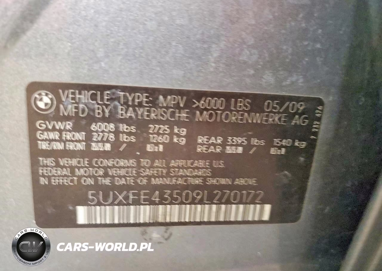 2009 BMW X5 xDrive30I VIN:5UXFE43509L270172 - 13