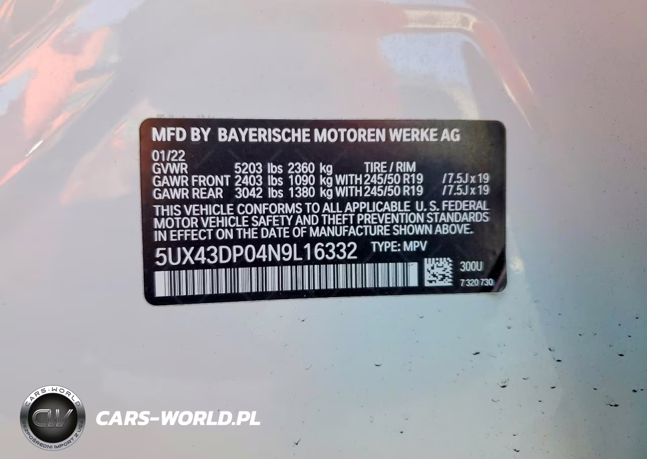 2022 BMW X3 Sdrive30I VIN:5UX43DP04N9L16332 - 13