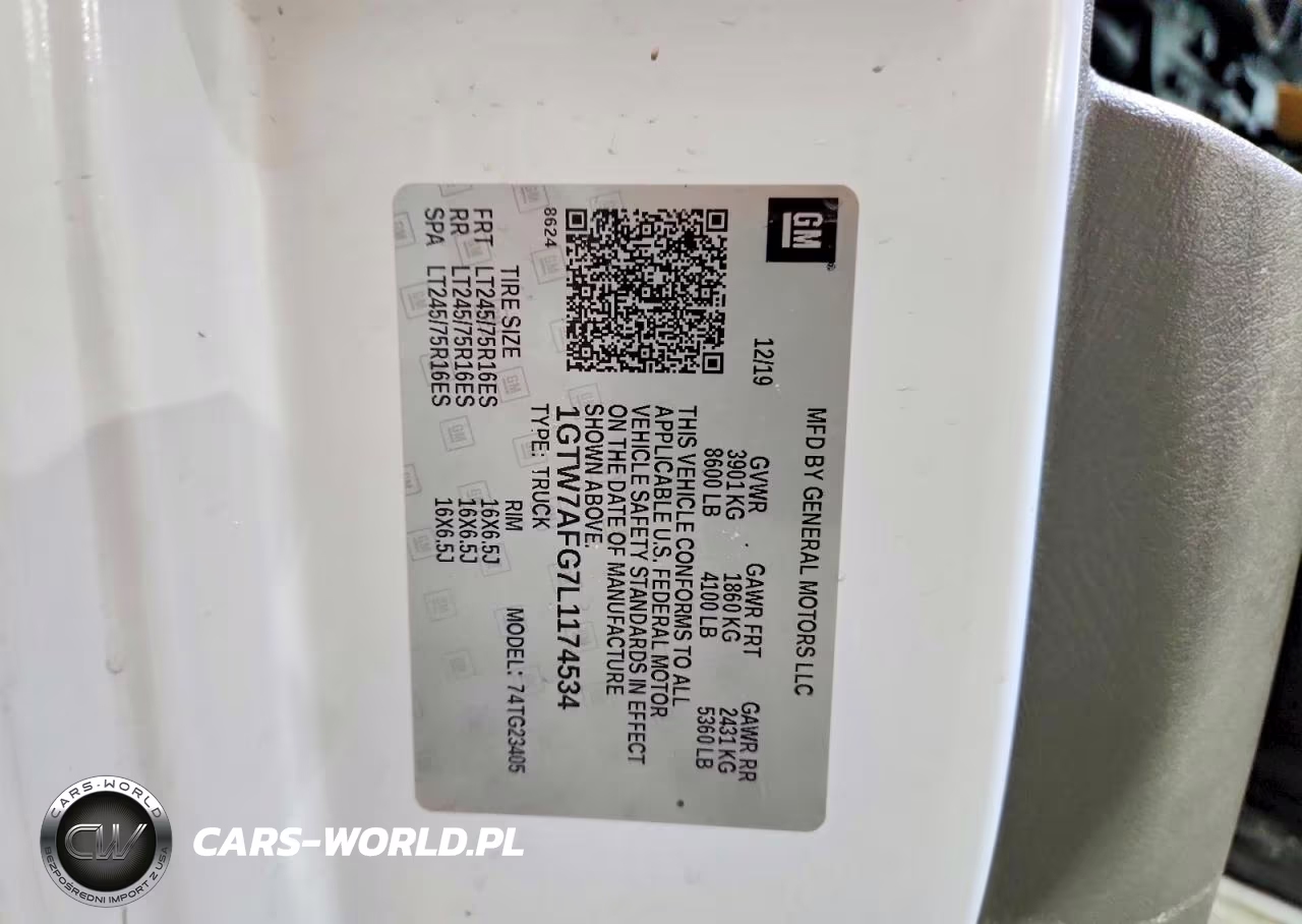 2020 GMC Savana 2500 Cargo Delivery Van VIN:1GTW7AFG7L1174534 - 13