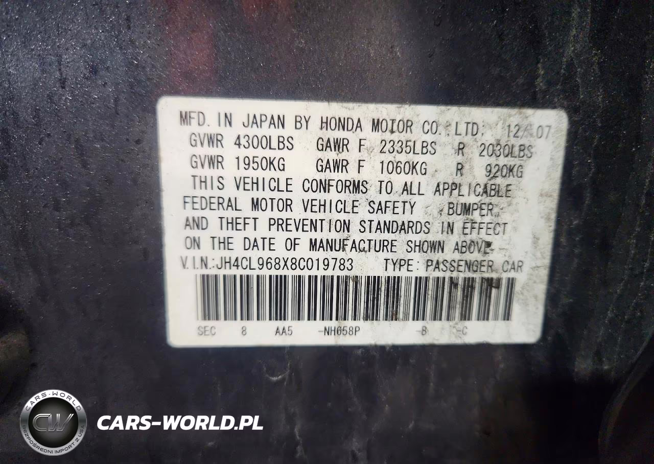 2008 Acura Tsx VIN:JH4CL968X8C019783 - 12