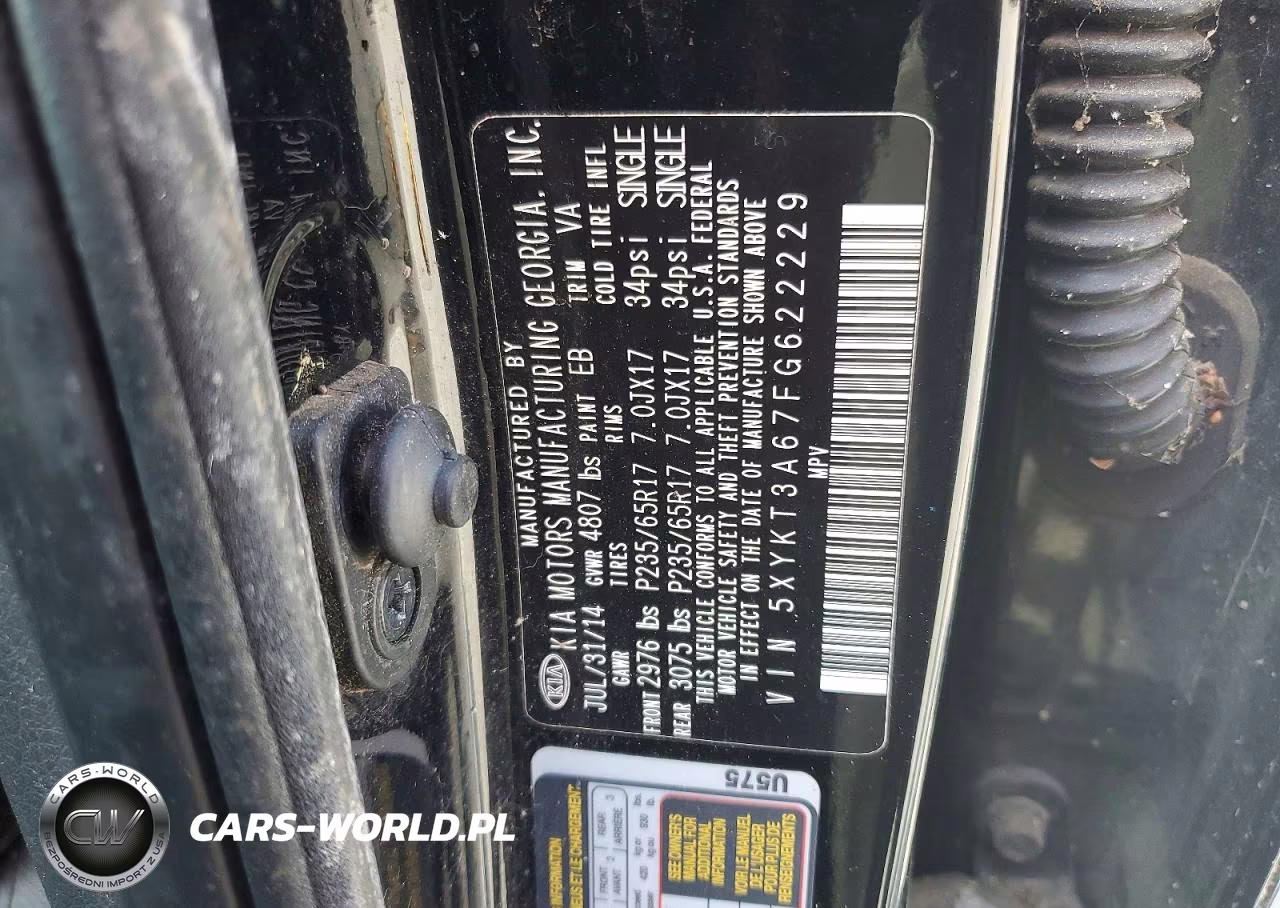 2015 Kia Sorento Lx VIN:5XYKT3A67FG622229 - 13