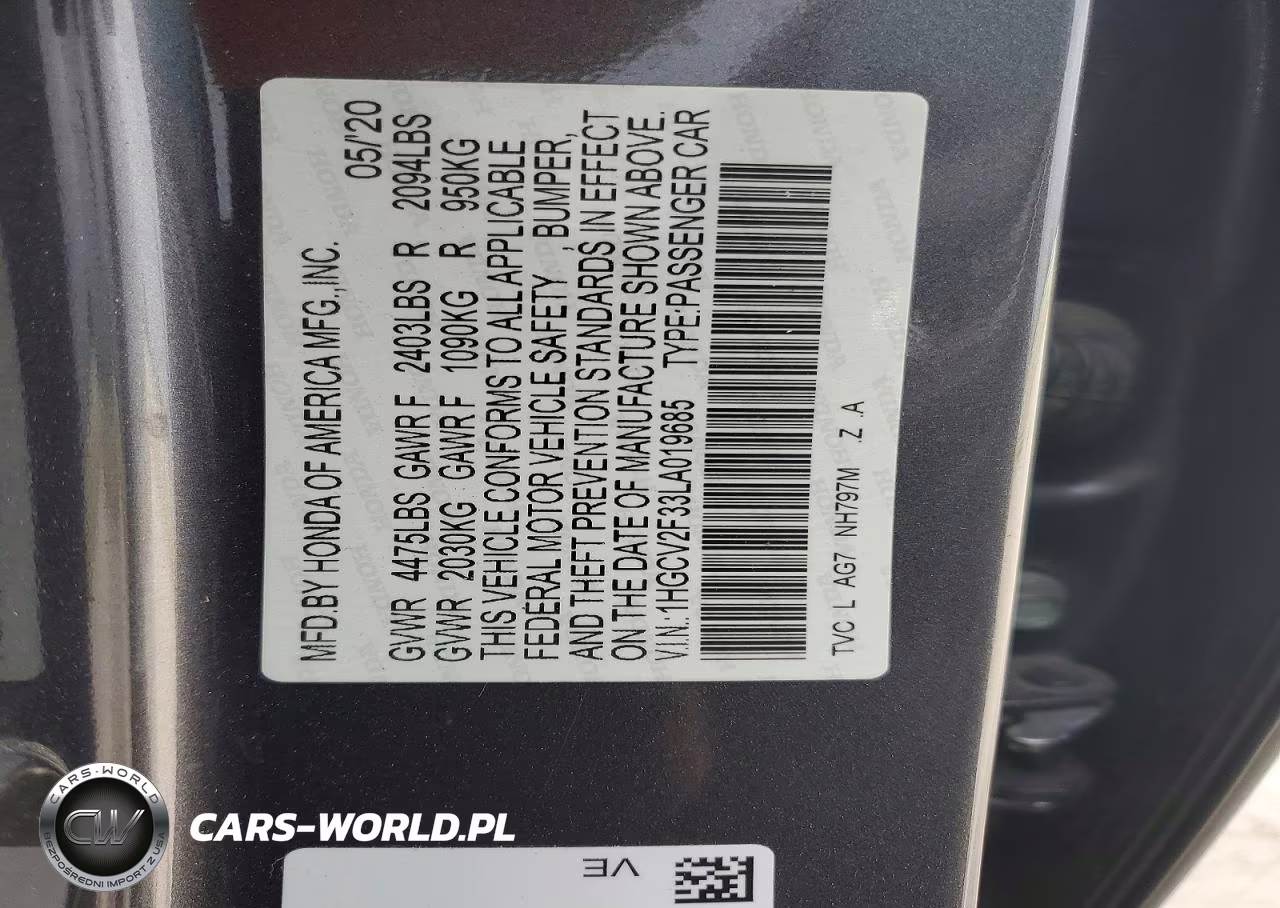 2020 Honda Accord Sport VIN:1HGCV2F33LA019685 - 13