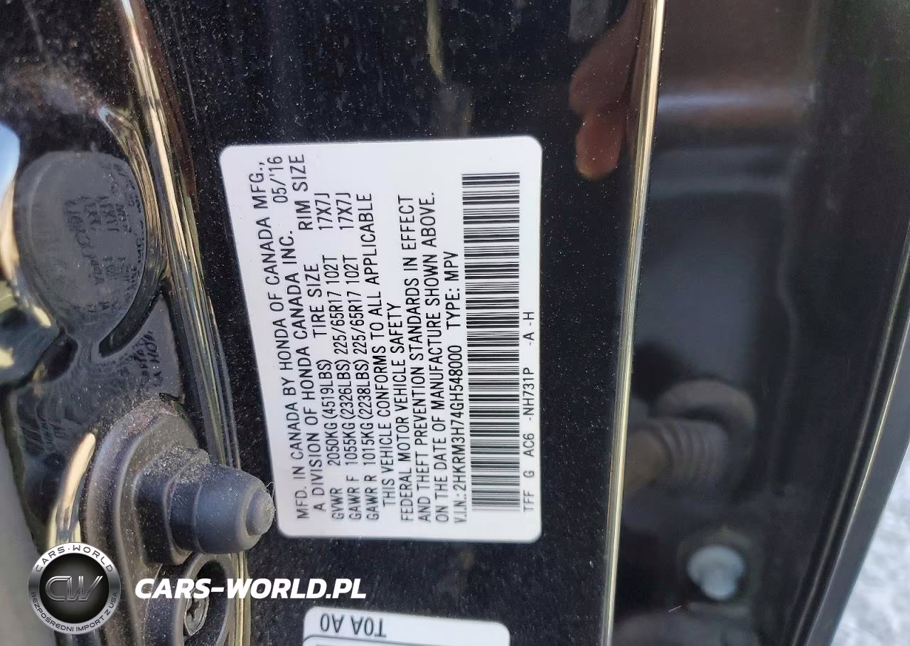 2016 Honda Cr-V Exl VIN:2HKRM3H74GH548000 - 13