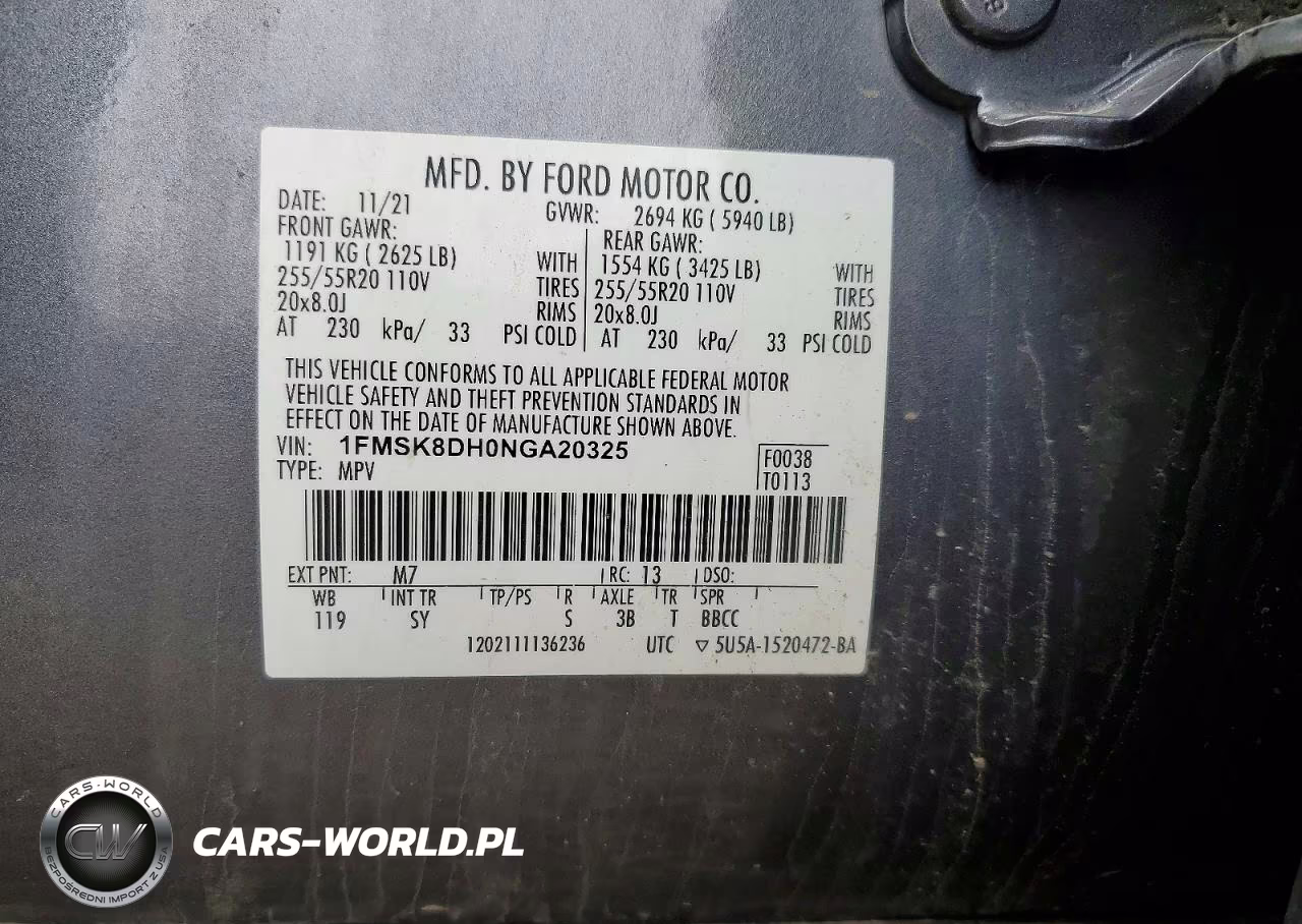 2022 Ford Explorer Xlt VIN:1FMSK8DH0NGA20325 - 14