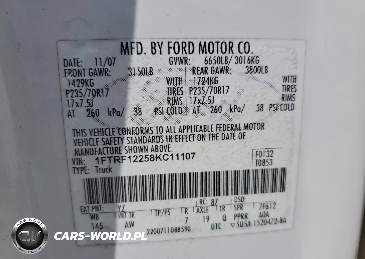 2008 Ford F150 VIN:1FTRF12258KC11107 - 12