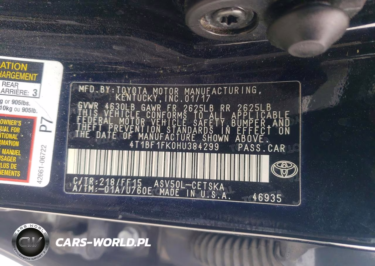 2017 Toyota Camry Se VIN:4T1BF1FK0HU384299 - 12