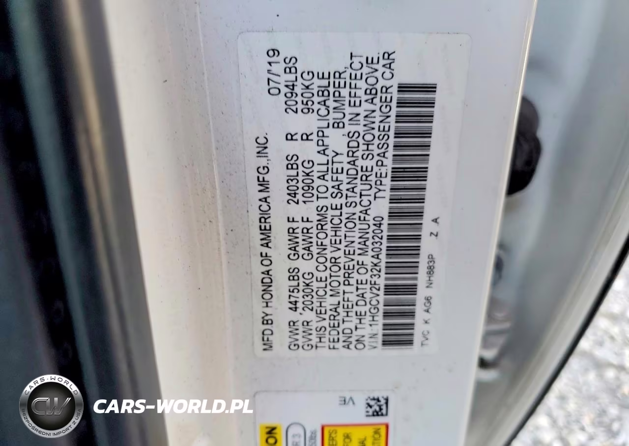2019 Honda Accord Sport VIN:1HGCV2F32KA032040 - 13